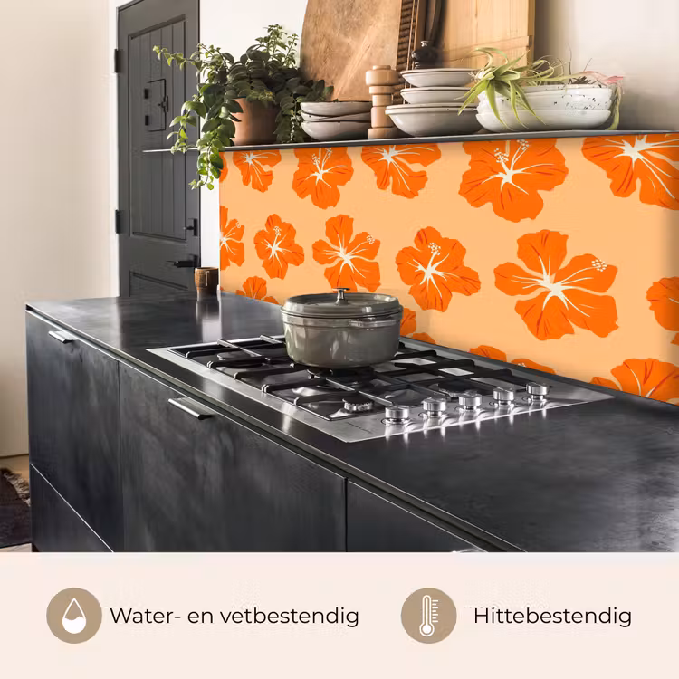 Tropisch - Hibiscus - Oranje keuken achterwand 2 middel 871 -usp_NL