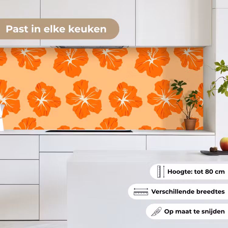 Tropisch - Hibiscus - Oranje keuken achterwand 2 middel 871 -sfeer4_NL