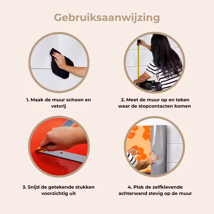 Tropisch - Hibiscus - Oranje keuken achterwand 2 middel 871 -gebruiksaanwijzing_NL