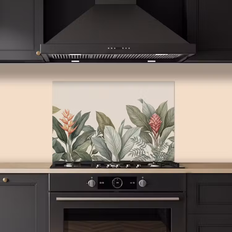 Tropisch - Planten - Modern - Groen keuken achterwand 2 middel -3d_schuin