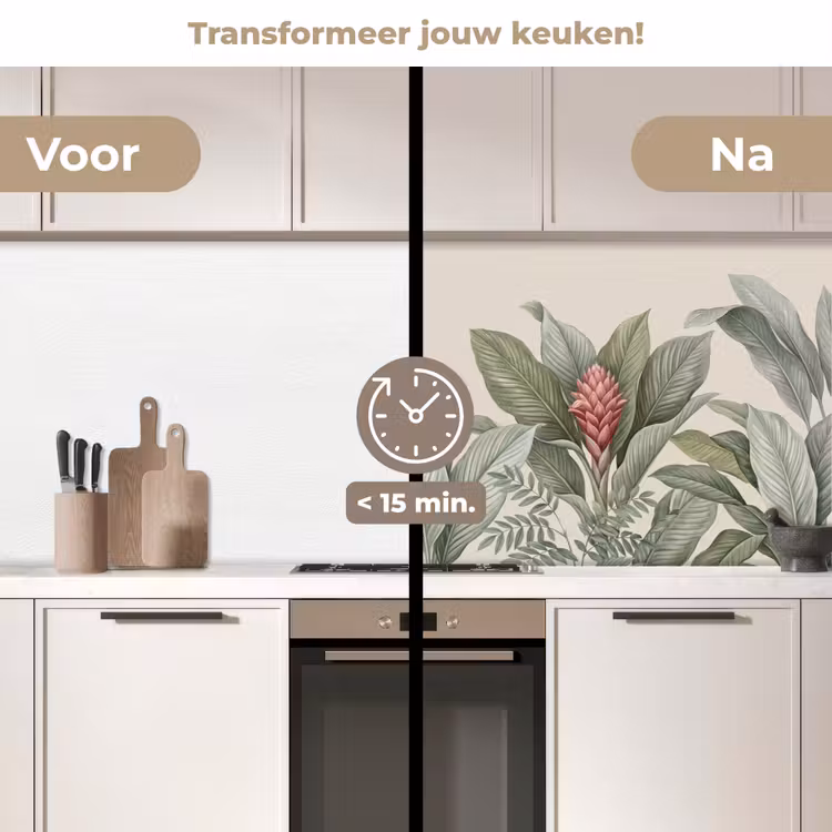 Tropisch - Planten - Modern - Groen keuken achterwand 2 middel -voor-na2_NL