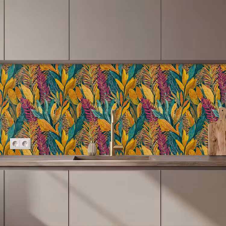 Tropische - Botanisch - Patroon - Kleurrijk - Exotisch keuken achterwand 2 middel 871 zz_3dshopping