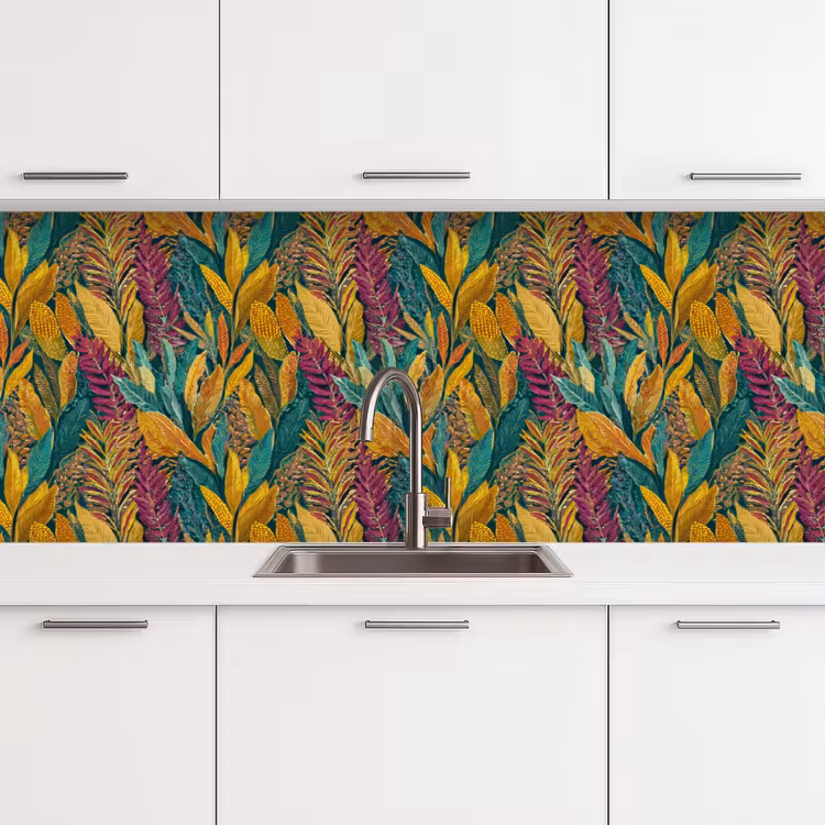 Tropische - Botanisch - Patroon - Kleurrijk - Exotisch keuken achterwand 2 middel 871 -3d