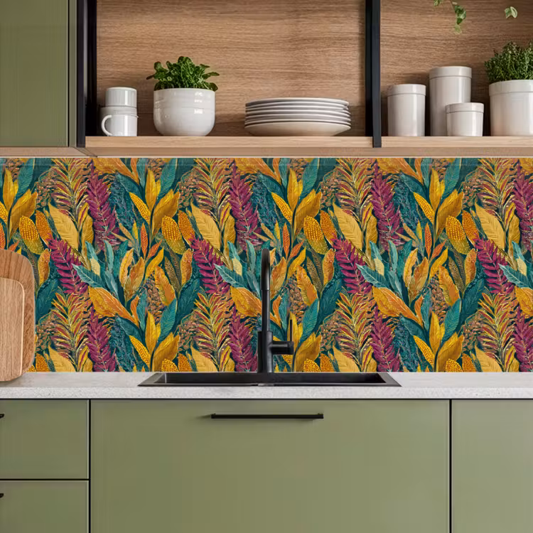 Tropische - Botanisch - Patroon - Kleurrijk - Exotisch keuken achterwand 2 middel 871 -sfeer3