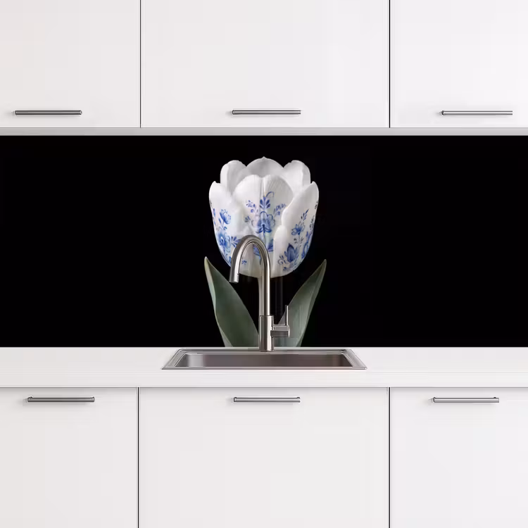Tulp - Patroon - Blauw keuken achterwand 2 middel -3d