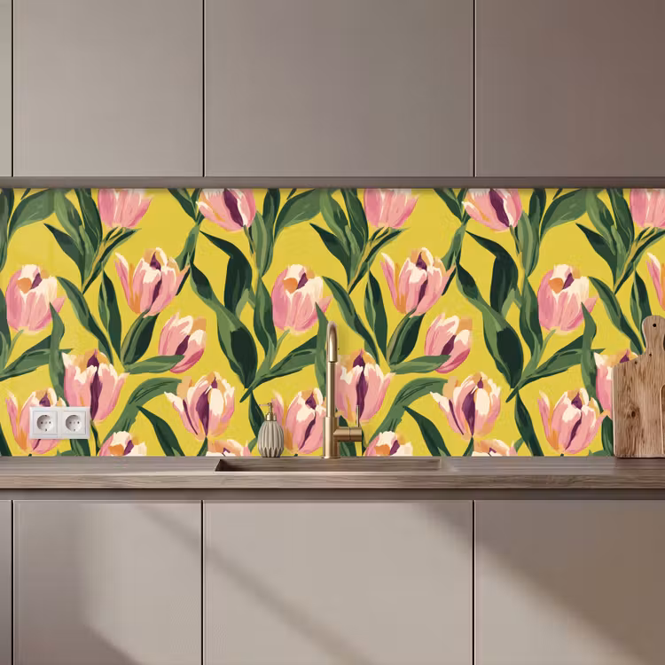 Tulpen - Botanisch - Geel keuken achterwand 2 middel 871 zz_3dshopping