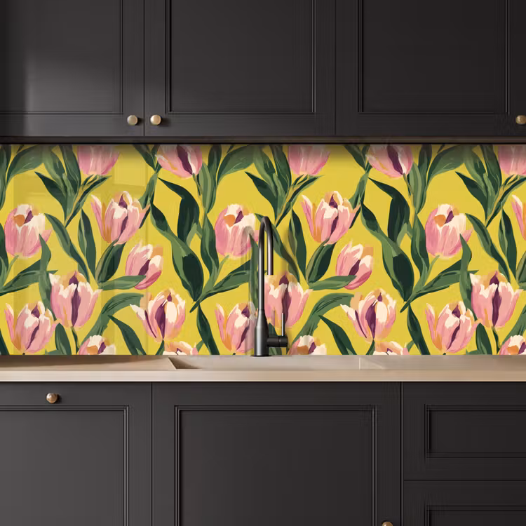 Tulpen - Botanisch - Geel keuken achterwand 2 middel 871 -sfeer1