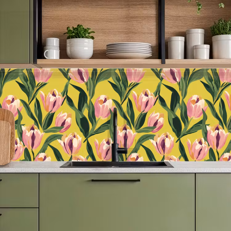 Tulpen - Botanisch - Geel keuken achterwand 2 middel 871 -sfeer3