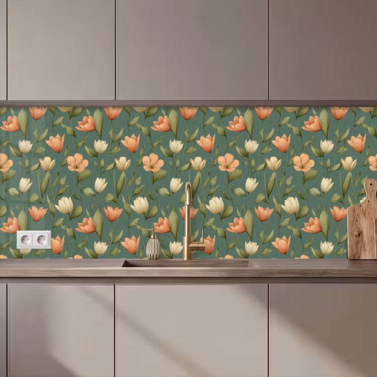 Tulpen - Botanisch - Groen keuken achterwand 2 middel 871 zz_3dshopping