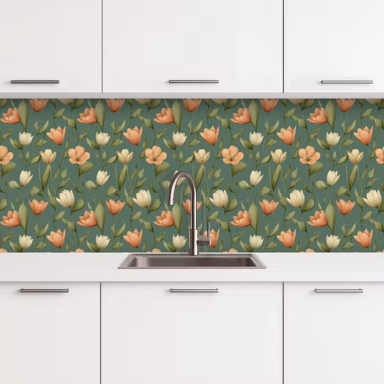 Tulpen - Botanisch - Groen keuken achterwand 2 middel 871 -3d
