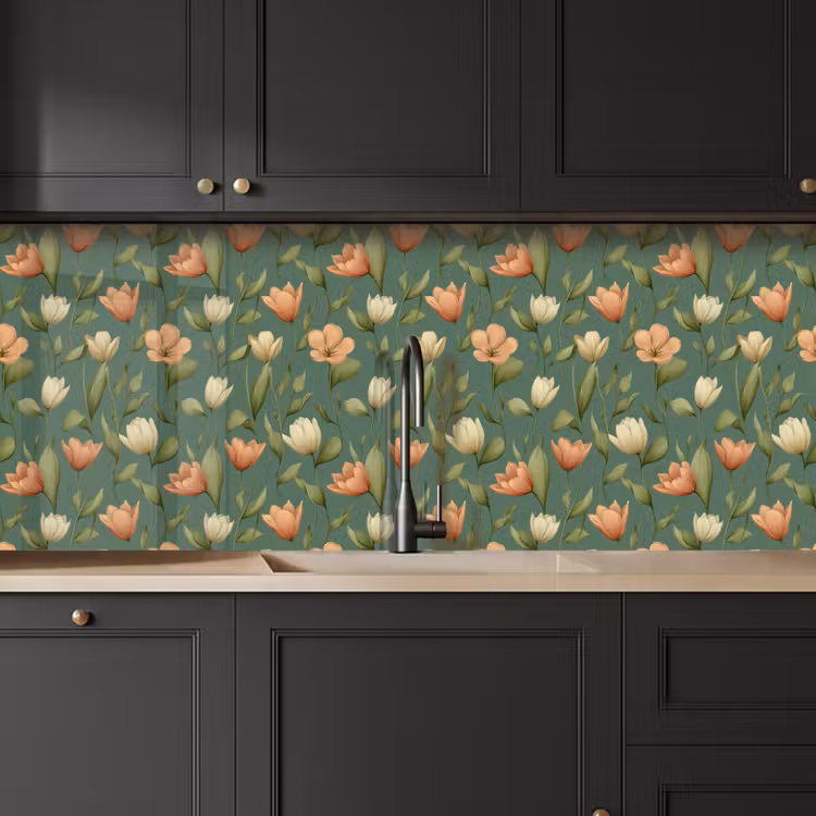 Tulpen - Botanisch - Groen keuken achterwand 2 middel 871 -sfeer1