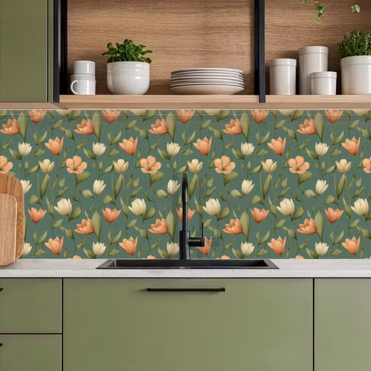 Tulpen - Botanisch - Groen keuken achterwand 2 middel 871 -sfeer3