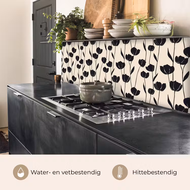 Tulpen - Patroon - Zwart keuken achterwand 2 middel 871 -usp_NL