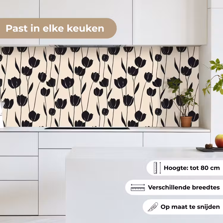 Tulpen - Patroon - Zwart keuken achterwand 2 middel 871 -sfeer4_NL