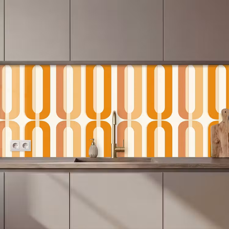U-vorm - Retro - Oranje keuken achterwand 2 middel 871 zz_3dshopping