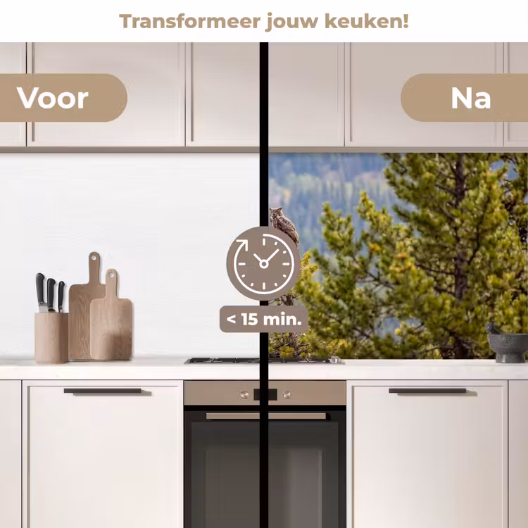 Uil - Oehoe - Bomen - Natuur keuken achterwand 2 middel -voor-na2_NL