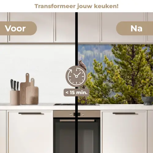 Uil - Oehoe - Bomen - Natuur keuken achterwand 2 middel -voor-na2_NL