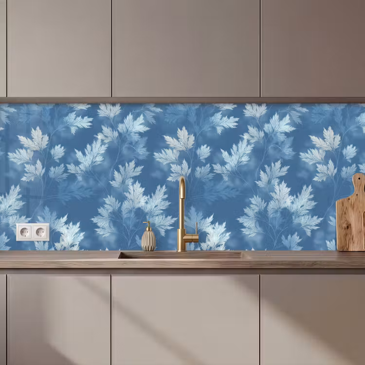 Varen - Botanisch - Patroon - Grijsblauw keuken achterwand 2 middel 871 zz_3dshopping
