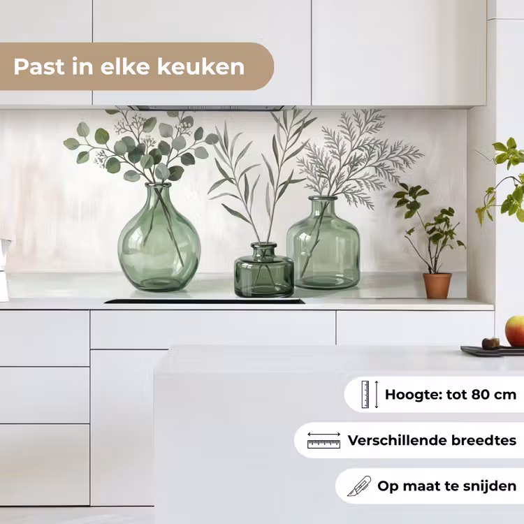 Vazen - Bladeren - Groen keuken achterwand 2 middel -sfeer4_NL