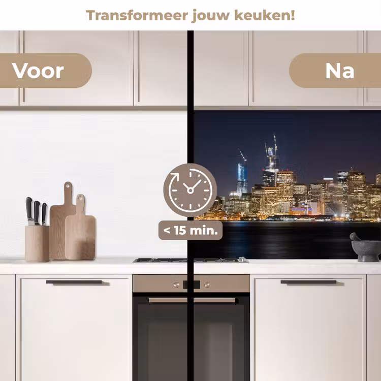 Verlichting - Hemel - Wolkenkrabbers - Skyline keuken achterwand 2 middel -voor-na2_NL