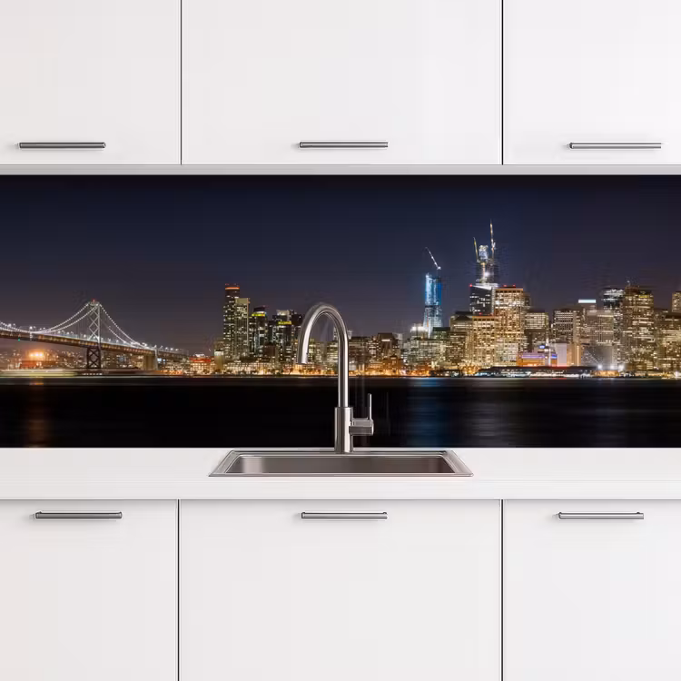 Verlichting - Hemel - Wolkenkrabbers - Skyline keuken achterwand 2 middel -3d