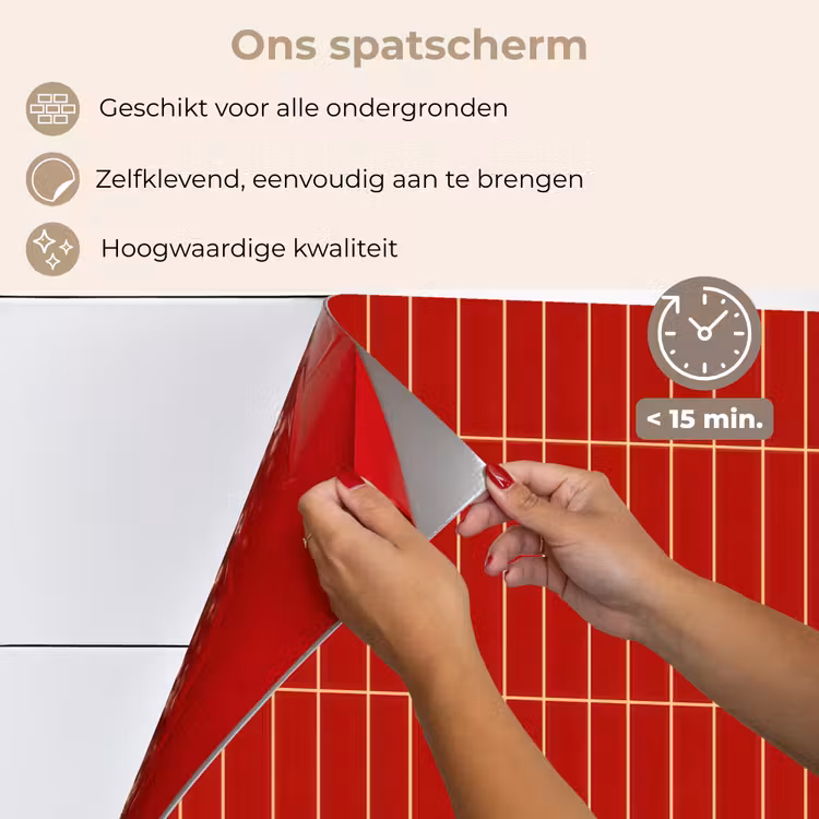 Verticaal - Wandtegel - Helderrood keuken achterwand spatscherm klein 900 -spatscherm_NL