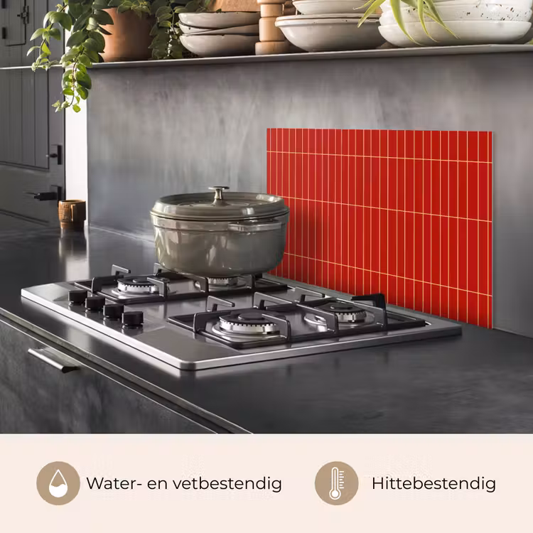 Verticaal - Wandtegel - Helderrood keuken achterwand spatscherm klein 900 -usp_NL