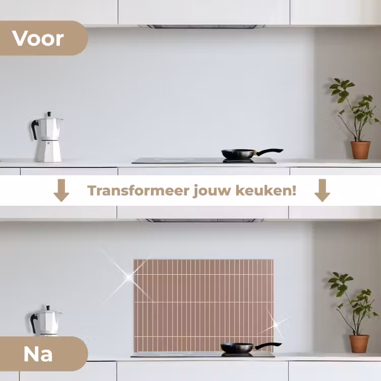 Verticaal - Wandtegel - Terracotta keuken achterwand spatscherm klein 900 -voor_na_NL