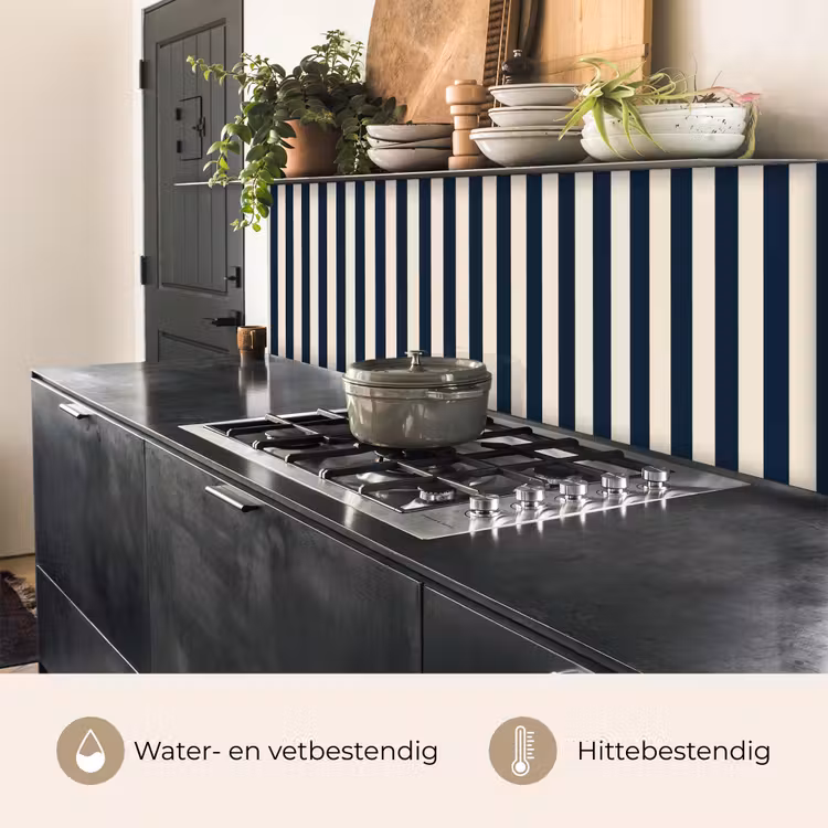 Verticale strepen - Blauw - Crème keuken achterwand 2 middel 871 -usp_NL