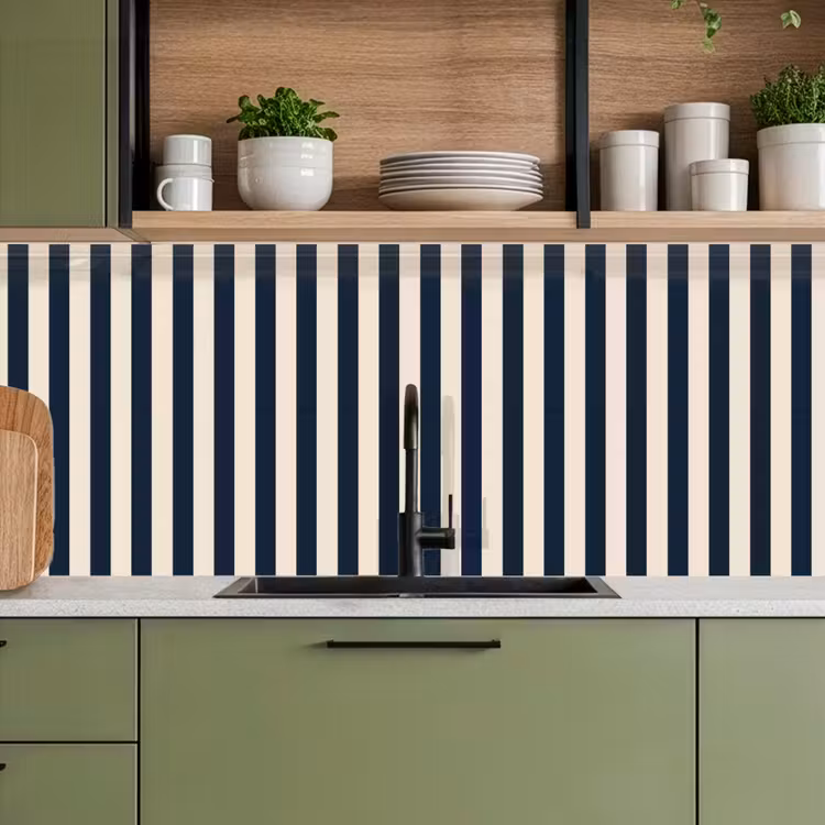 Verticale strepen - Blauw - Crème keuken achterwand 2 middel 871 -sfeer3