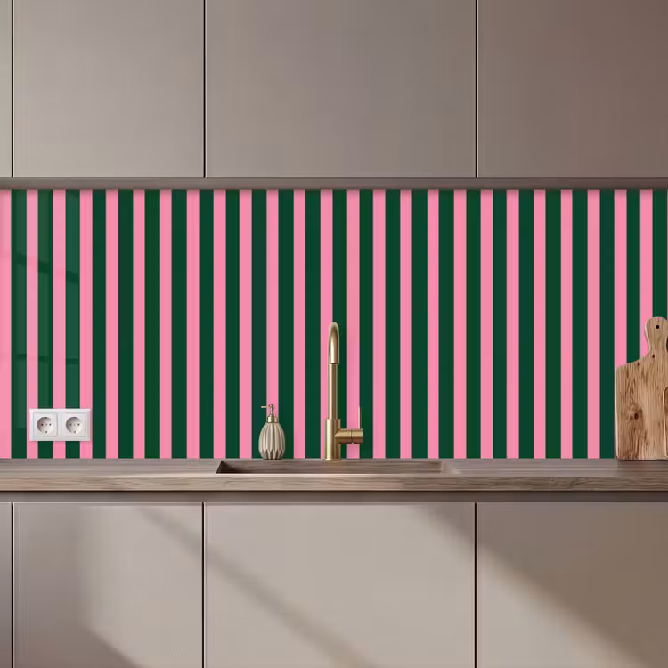 Verticale strepen - Groen - Roze keuken achterwand 2 middel 871 zz_3dshopping