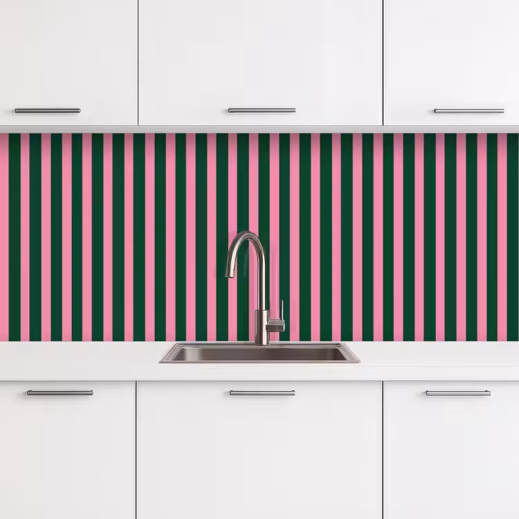 Verticale strepen - Groen - Roze keuken achterwand 2 middel 871 -3d