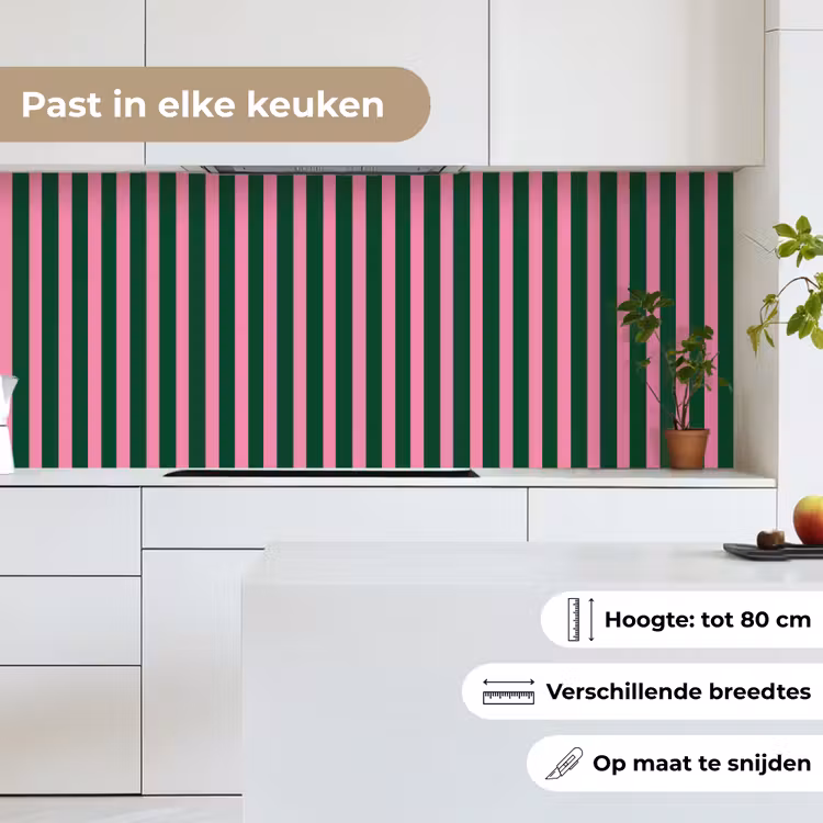 Verticale strepen - Groen - Roze keuken achterwand 2 middel 871 -sfeer4_NL