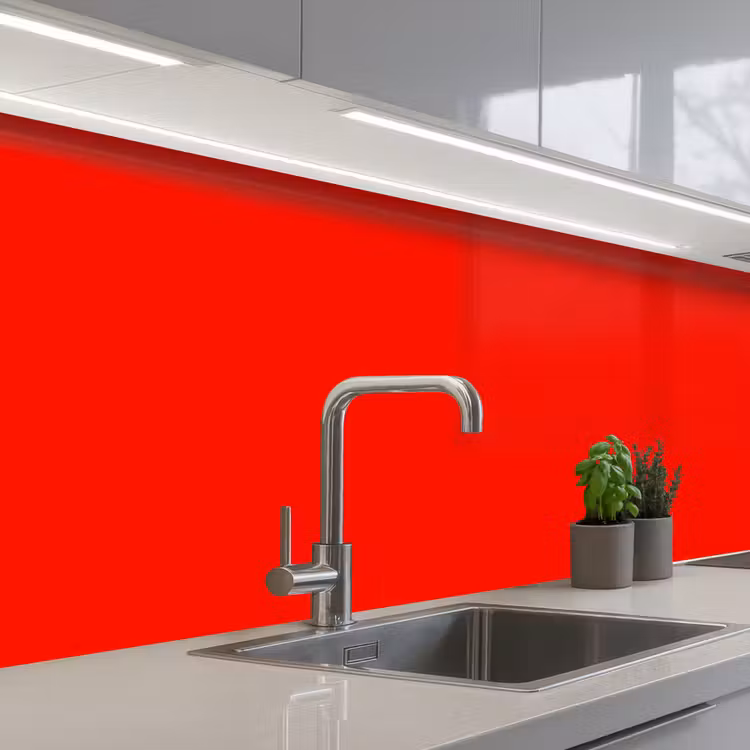 Vibrant - Vermilion - Rood keuken achterwand 2 middel 871 -3d_schuin