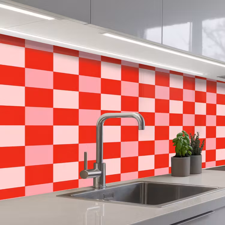 Vierkant - Klassiek - Rood keuken achterwand 2 middel 871 -3d_schuin