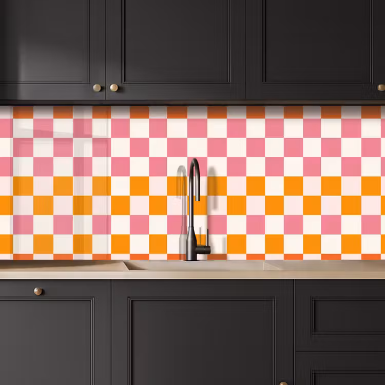 Vierkant - Patroon - Oranje keuken achterwand 2 middel 871 -sfeer1