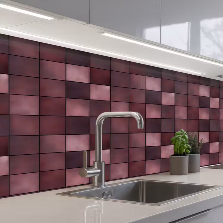 Vierkant - Tegel - Patroon - Paars keuken achterwand 2 middel 871 -3d_schuin