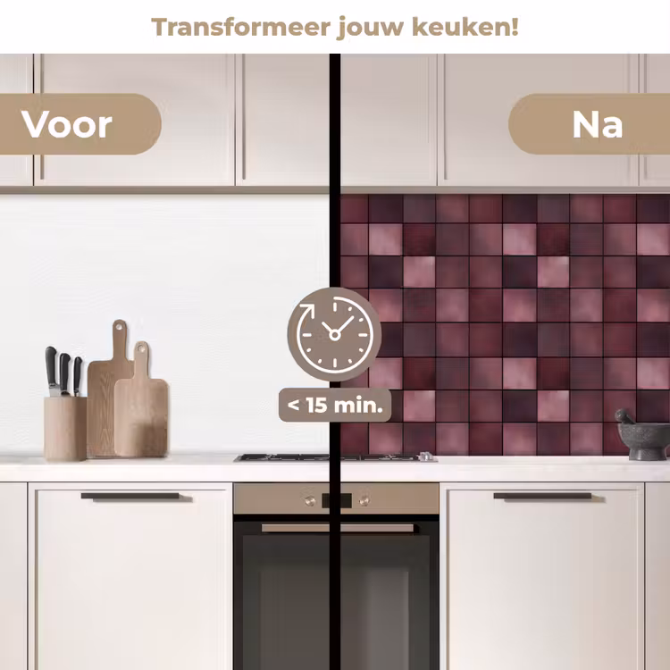 Vierkant - Tegel - Patroon - Paars keuken achterwand 2 middel 871 -voor-na2_NL