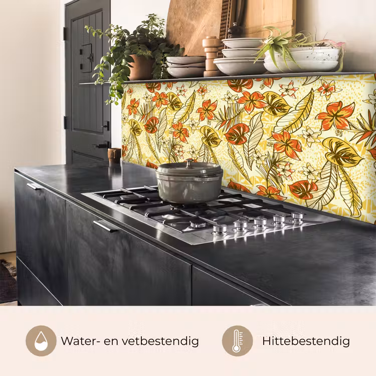 Vintage - Bloemen - Bladeren - Hawaii - Patroon keuken achterwand 2 middel 871 -usp_NL