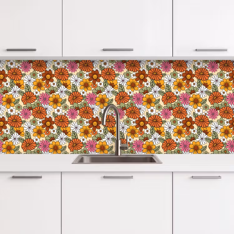 Vintage - Bloemen - Patronen keuken achterwand 2 middel 871 -3d