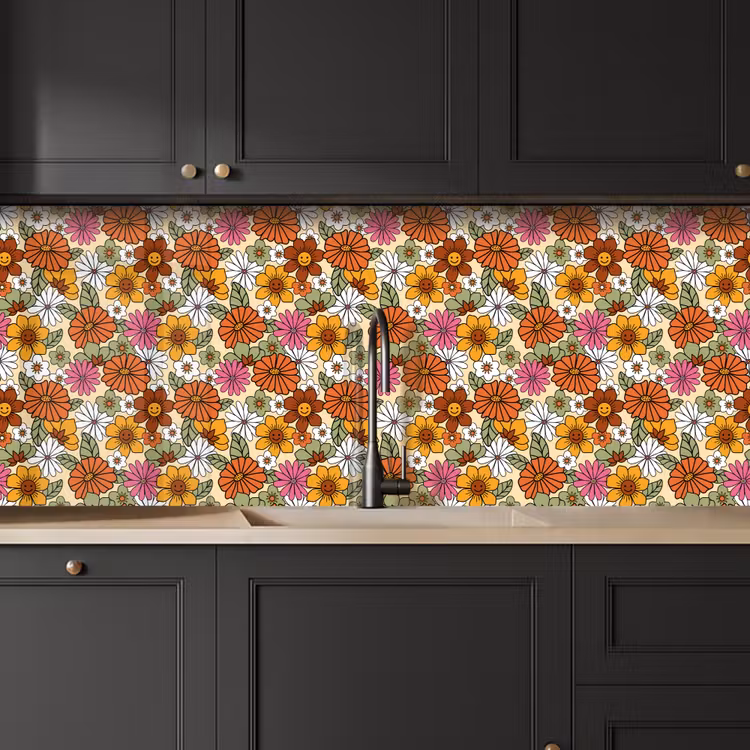 Vintage - Bloemen - Patronen keuken achterwand 2 middel 871 -sfeer1