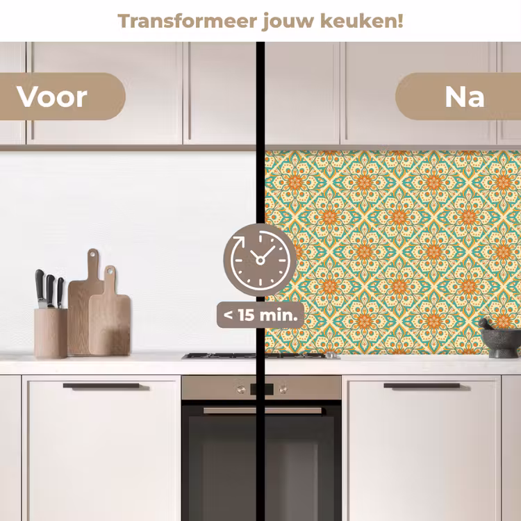 Vintage - Bohemian - Patronen - Mandala keuken achterwand 2 middel 871 -voor-na2_NL