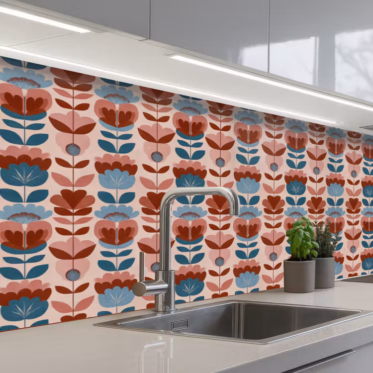 Vintage - Motief - Kleurrijk keuken achterwand 2 middel 871 -3d_schuin