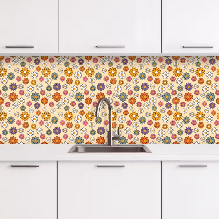 Vintage - Patronen - Bloem - Planten keuken achterwand 2 middel 871 -3d