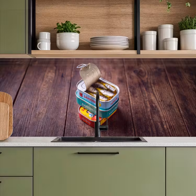 Keuken achterwand - Vis - Blikjes - Keuken - Vis - Blikjes - Keuken keuken achterwand 2 middel