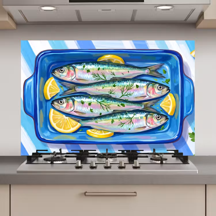 Vis - Citroen - Kruiden - Eten - Blauw keuken achterwand spatscherm klein -3d_website