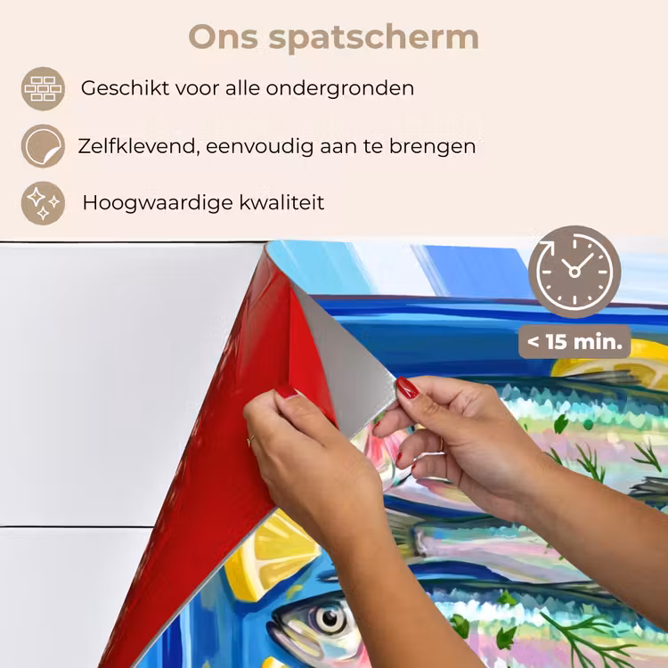 Vis - Citroen - Kruiden - Eten - Blauw keuken achterwand spatscherm klein -spatscherm_NL