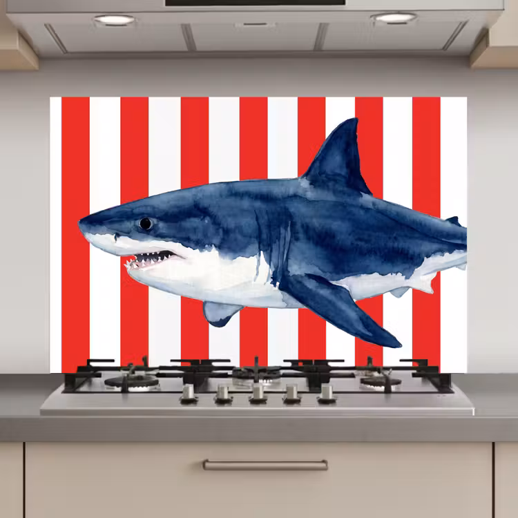 Vis - Haai - Zee - Illustratie - Blauw keuken achterwand spatscherm klein -3d_website