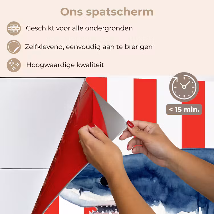 Vis - Haai - Zee - Illustratie - Blauw keuken achterwand spatscherm klein -spatscherm_NL