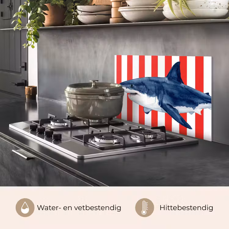 Vis - Haai - Zee - Illustratie - Blauw keuken achterwand spatscherm klein -usp_NL